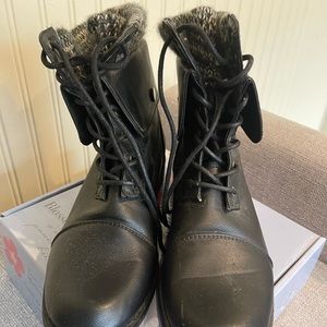 Black small heel boots. Lace up ankle. US size 8.5. Worn once